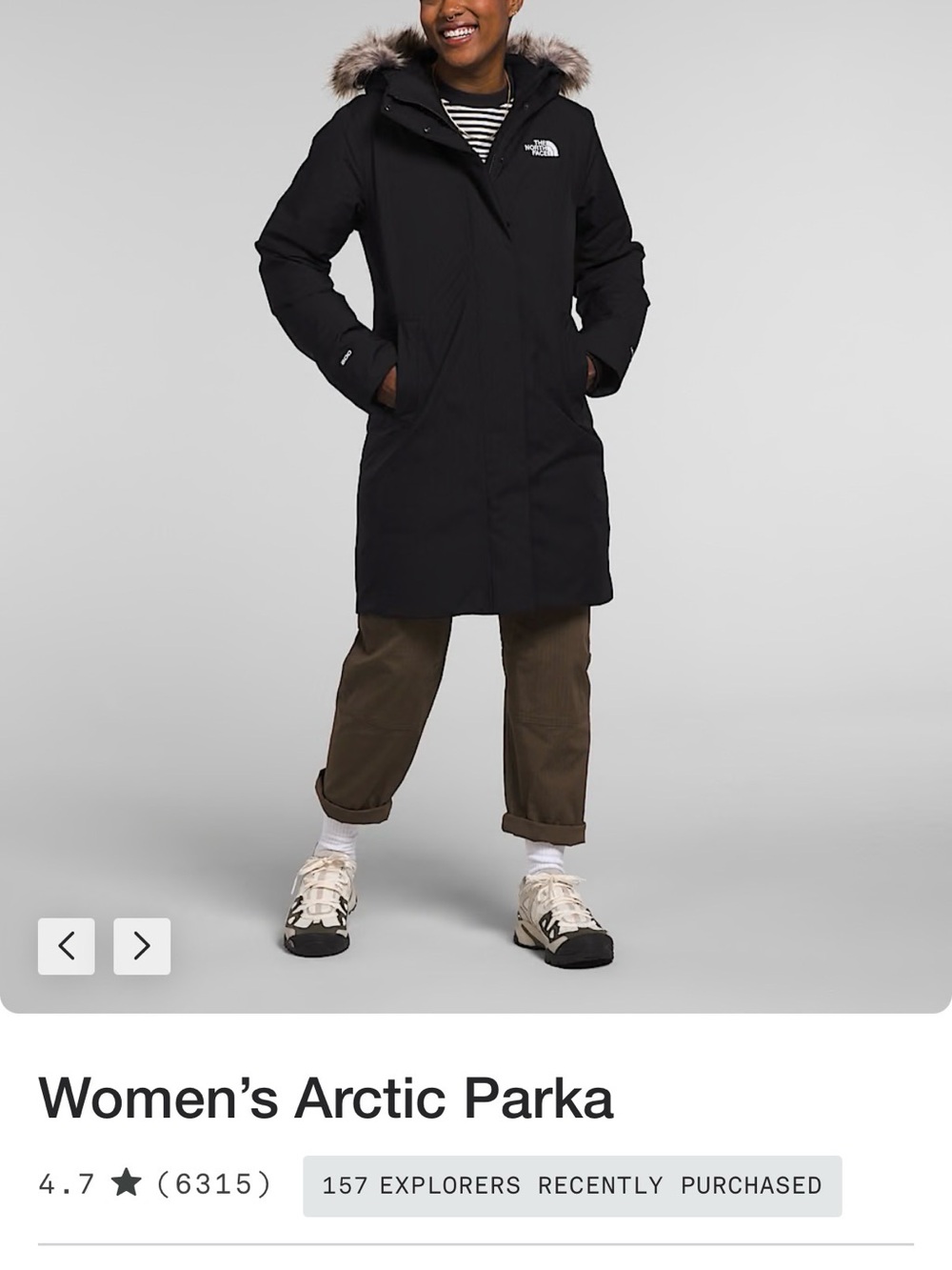 The North Face Women’s Arctic Parka - Black with Faux-Fur Hood Trim